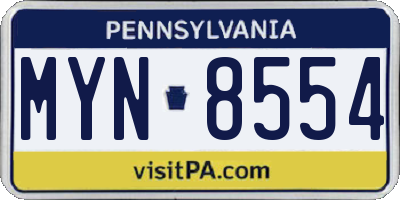 PA license plate MYN8554