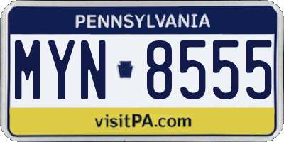PA license plate MYN8555