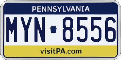 PA license plate MYN8556