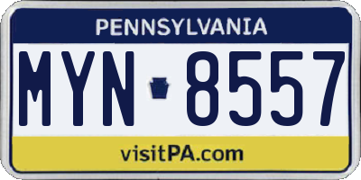 PA license plate MYN8557