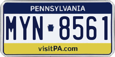 PA license plate MYN8561