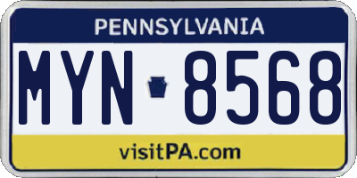 PA license plate MYN8568