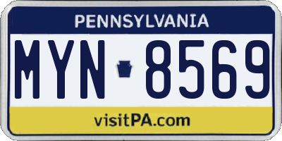 PA license plate MYN8569