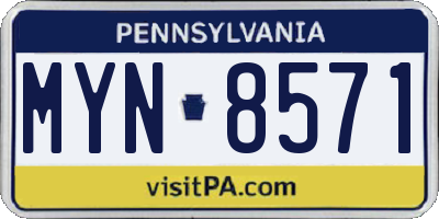 PA license plate MYN8571