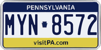 PA license plate MYN8572