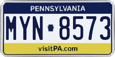PA license plate MYN8573