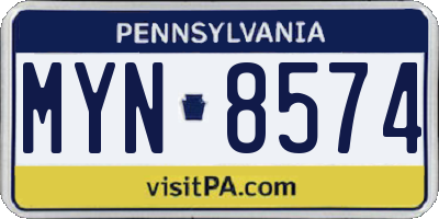 PA license plate MYN8574