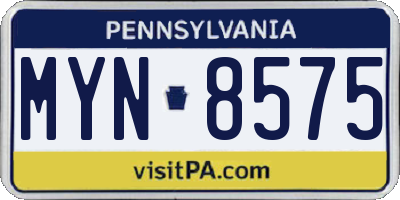 PA license plate MYN8575