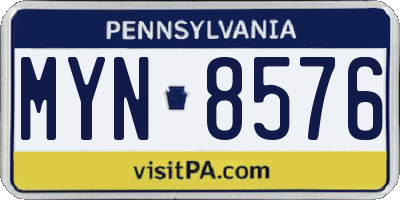 PA license plate MYN8576