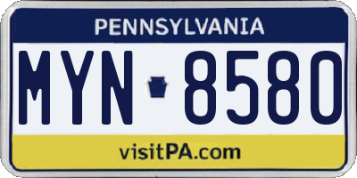 PA license plate MYN8580
