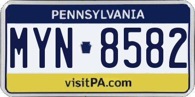 PA license plate MYN8582