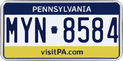 PA license plate MYN8584