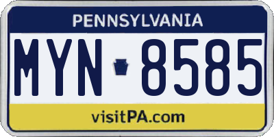 PA license plate MYN8585