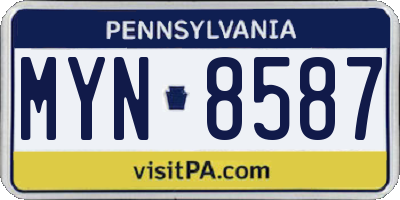 PA license plate MYN8587