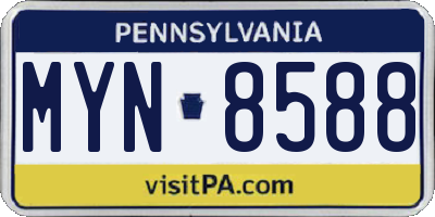 PA license plate MYN8588