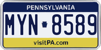 PA license plate MYN8589