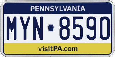 PA license plate MYN8590