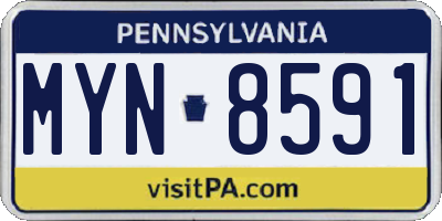 PA license plate MYN8591