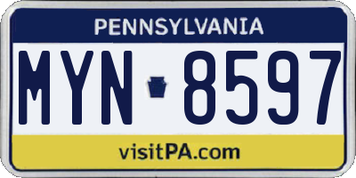 PA license plate MYN8597
