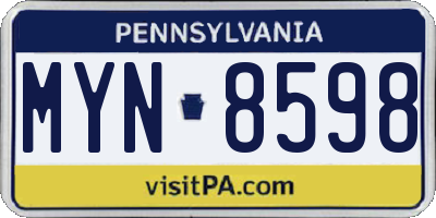 PA license plate MYN8598