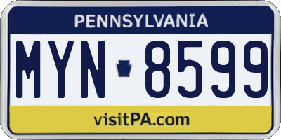 PA license plate MYN8599