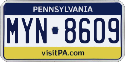 PA license plate MYN8609