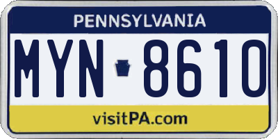 PA license plate MYN8610