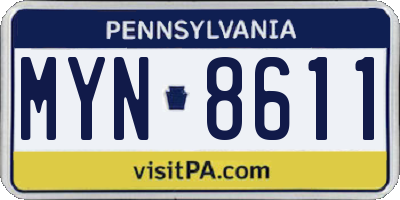 PA license plate MYN8611