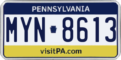 PA license plate MYN8613