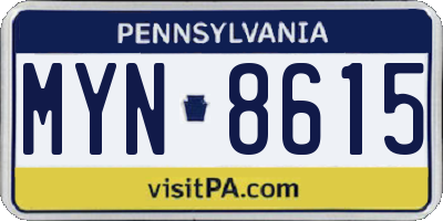 PA license plate MYN8615