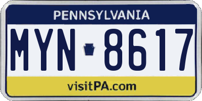 PA license plate MYN8617
