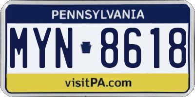 PA license plate MYN8618