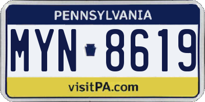PA license plate MYN8619