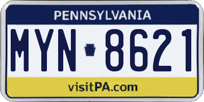 PA license plate MYN8621