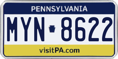 PA license plate MYN8622