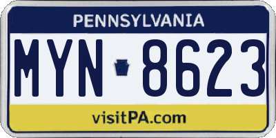 PA license plate MYN8623