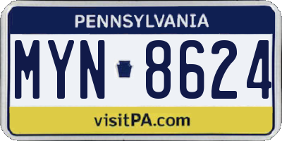 PA license plate MYN8624