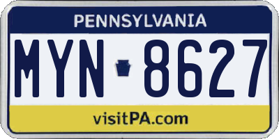 PA license plate MYN8627