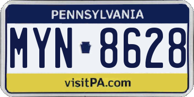 PA license plate MYN8628