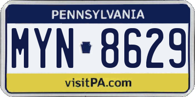 PA license plate MYN8629