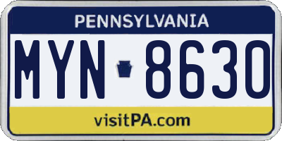PA license plate MYN8630