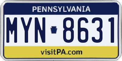 PA license plate MYN8631