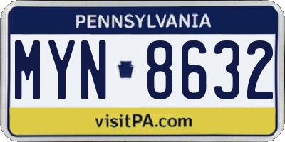 PA license plate MYN8632