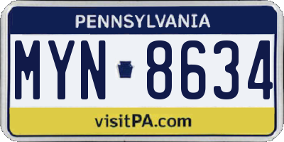 PA license plate MYN8634