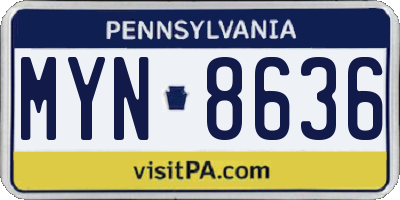 PA license plate MYN8636