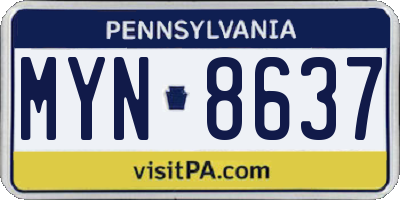 PA license plate MYN8637