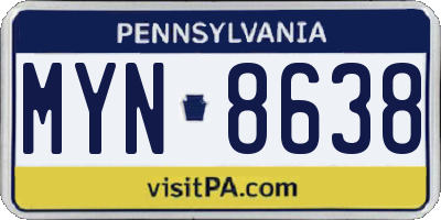 PA license plate MYN8638