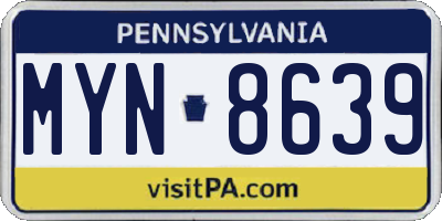 PA license plate MYN8639