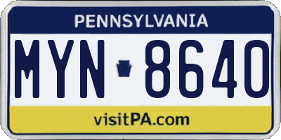 PA license plate MYN8640