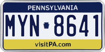 PA license plate MYN8641